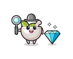 Ilustración de personaje de cuenco de hierbas con un diamante vector