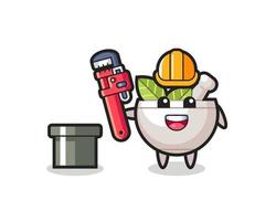 Character Illustration of herbal bowl as a plumber vector