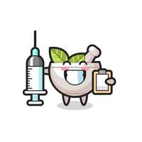 ilustración de mascota de cuenco de hierbas como médico vector