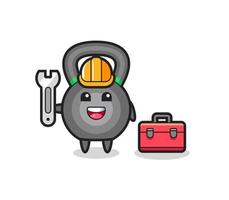 Mascot cartoon of kettlebell as a mechanic vector