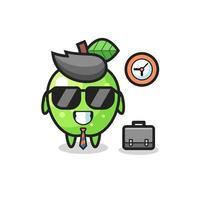 Cartoon mascot of green apple as a businessman vector