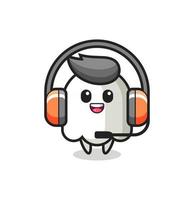 Cartoon mascot of ghost as a customer service vector