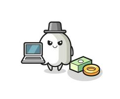 Mascot Illustration of ghost as a hacker vector