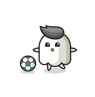 Illustration of ghost cartoon is playing soccer vector