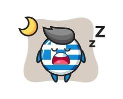 greece flag badge character illustration sleeping at night vector