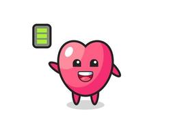 heart symbol mascot character with energetic gesture vector