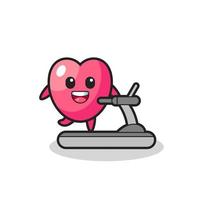 heart symbol cartoon character walking on the treadmill vector