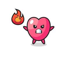 heart symbol character cartoon with angry gesture vector