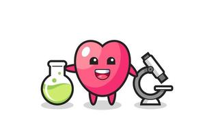 Mascot character of heart symbol as a scientist vector