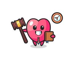 Mascot cartoon of heart symbol as a judge vector