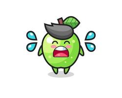 green apple cartoon illustration with crying gesture vector