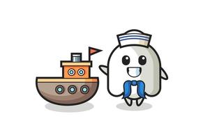 mascota de personaje de fantasma como un marinero vector