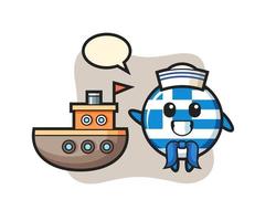 mascota de carácter de la insignia de la bandera de Grecia como un marinero vector