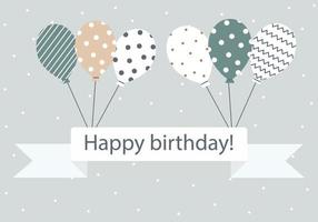 Flying balloons with patterns and ribbon with words Happy birthday vector