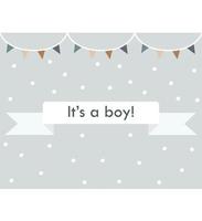 Flags and ribbon with words It's a boy vector