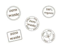 colección de sellos por concepto ecológico cero residuos vector