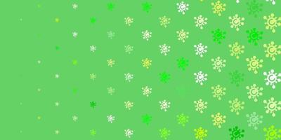 Light Green, Yellow vector background with covid-19 symbols.