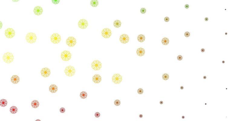 Light Green, Yellow vector doodle template with flowers.