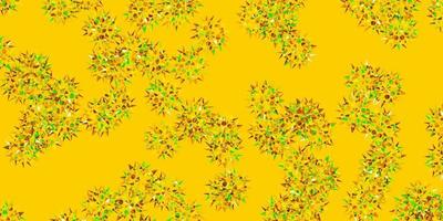 Fondo de doodle de vector verde claro, amarillo con flores.