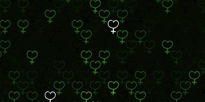 Light Green vector texture with women's rights symbols.