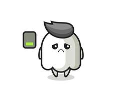 Personaje de mascota fantasma haciendo un gesto cansado vector