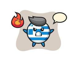 greece flag badge character cartoon with angry gesture vector