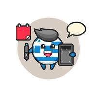 Ilustración de la mascota de la insignia de la bandera de Grecia como diseñador gráfico vector