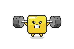 folder mascot cartoon with a barbell vector