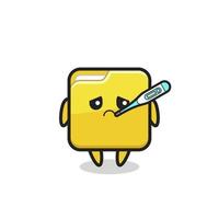 folder mascot character with fever condition vector