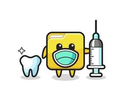 Personaje de mascota de carpeta como dentista. vector