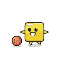 Illustration of folder cartoon is playing basketball vector