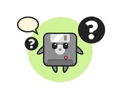 Cartoon Illustration of floppy disk with the question mark vector