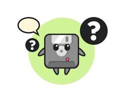 Cartoon Illustration of floppy disk with the question mark vector