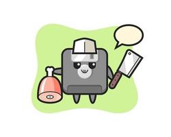 Illustration of floppy disk character as a butcher vector