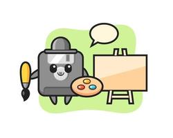 Illustration of floppy disk mascot as a painter vector