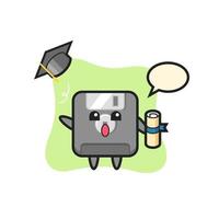 Illustration of floppy disk cartoon throwing the hat at graduation vector