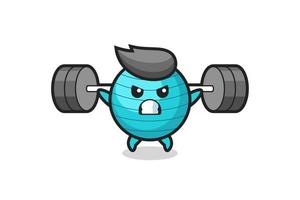 exercise ball mascot cartoon with a barbell vector