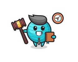 Mascot cartoon of exercise ball as a judge vector