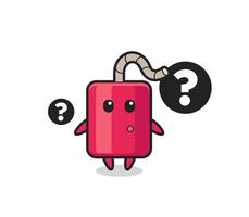 Cartoon Illustration of dynamite with the question mark vector