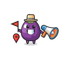 Character cartoon of eggplant as a tour guide vector