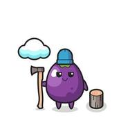 Character cartoon of eggplant as a woodcutter vector