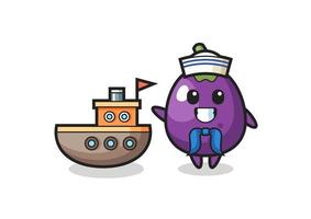 Character mascot of eggplant as a sailor man vector