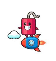 dynamite mascot character riding a rocket vector