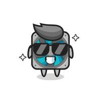 Cartoon mascot of computer fan with cool gesture vector