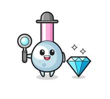 Illustration of cotton bud character with a diamond vector