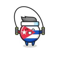 cuba flag badge character cartoon with skipping rope vector