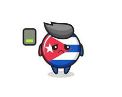 cuba flag badge mascot character doing a tired gesture vector