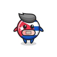 Cartoon Illustration of cuba flag badge with tape on mouth vector