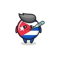 cuba flag badge mascot character with fever condition vector