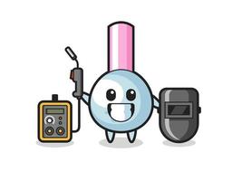 Character mascot of cotton bud as a welder vector